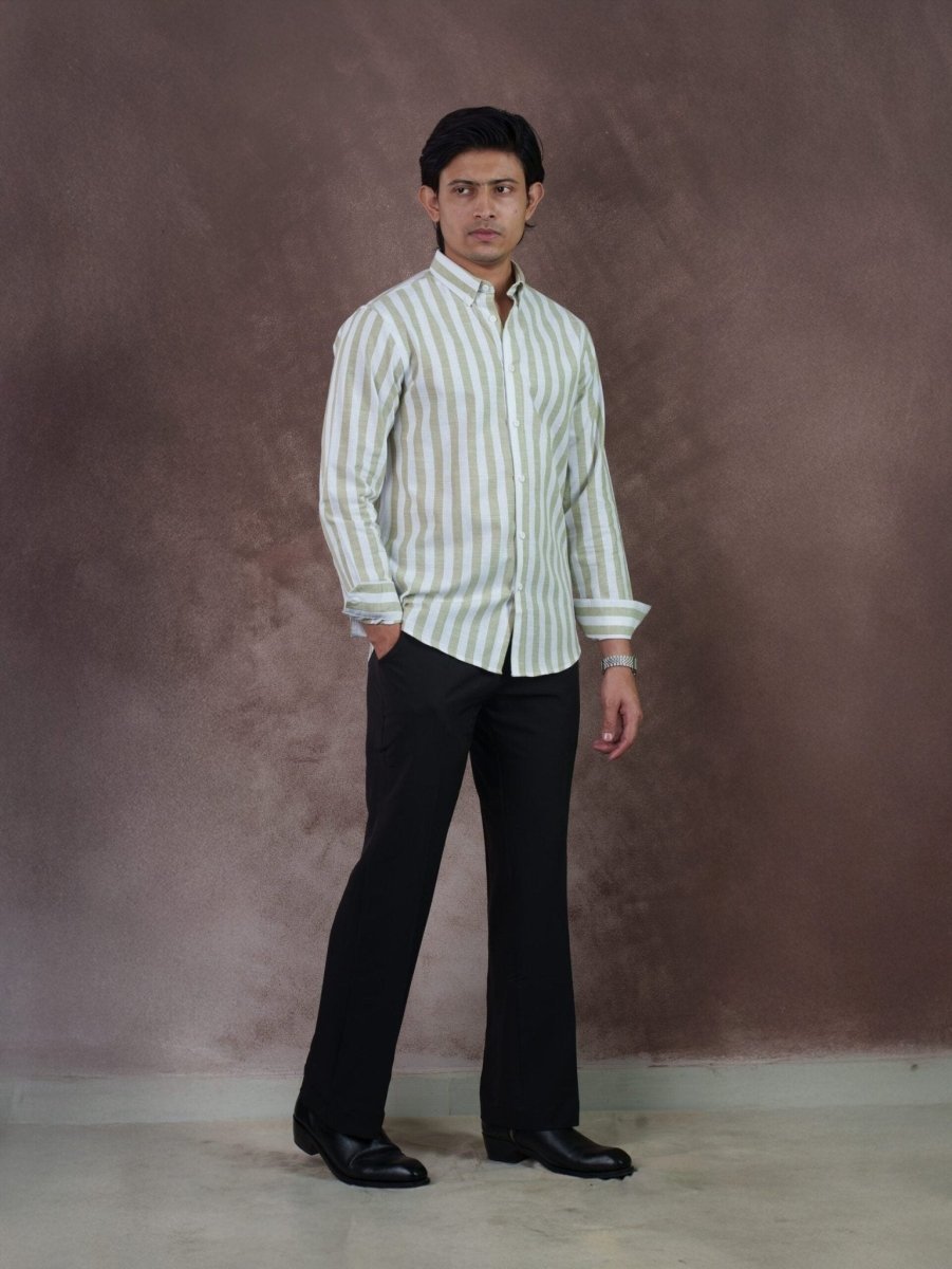 ASCEND Olivecrest Ivory Stripe Shirt - BazeLine