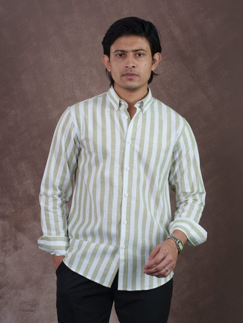 ASCEND Olivecrest Ivory Stripe Shirt - BazeLine
