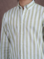 ASCEND Olivecrest Ivory Stripe Shirt - BazeLine