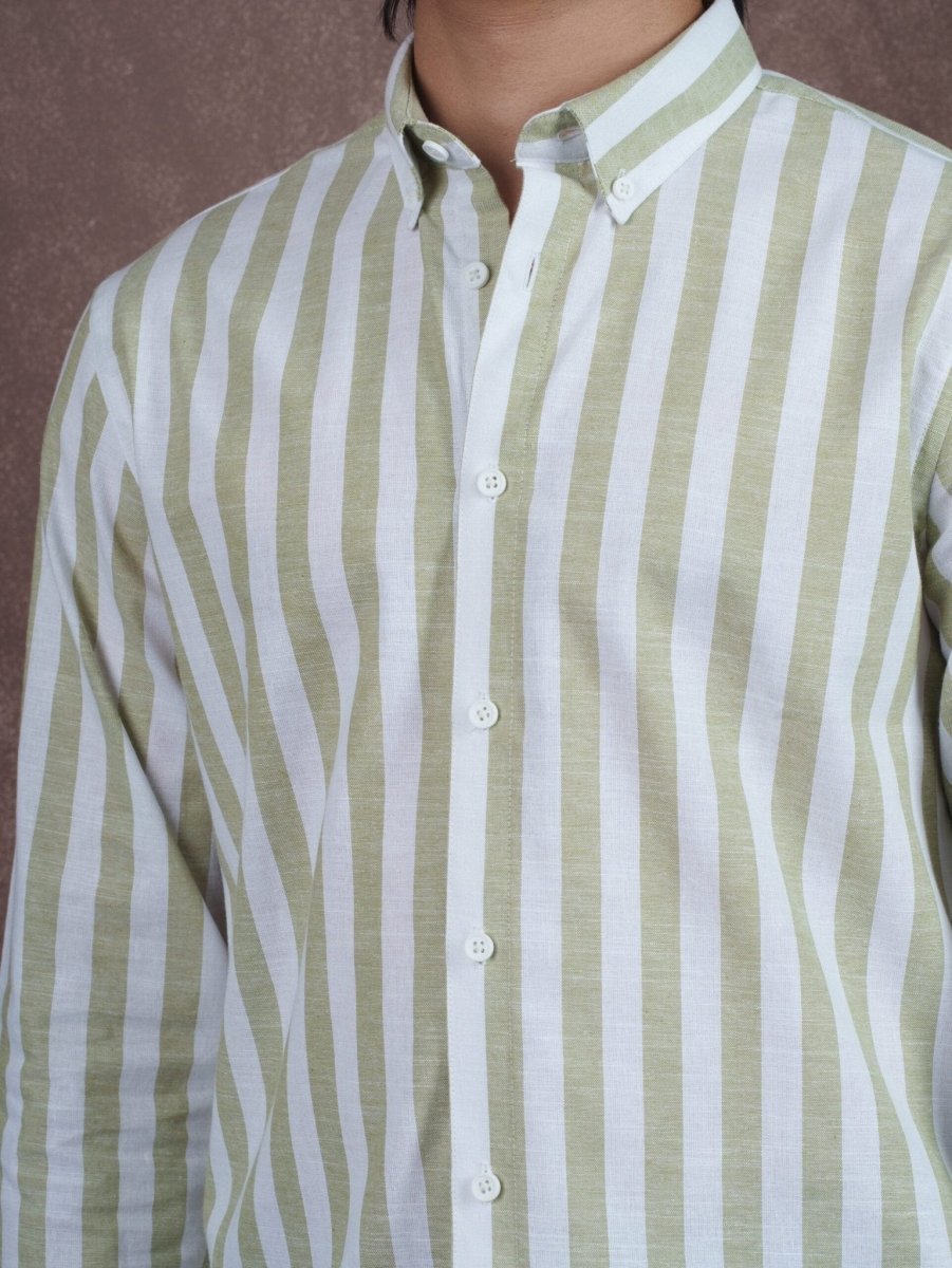 ASCEND Olivecrest Ivory Stripe Shirt - BazeLine