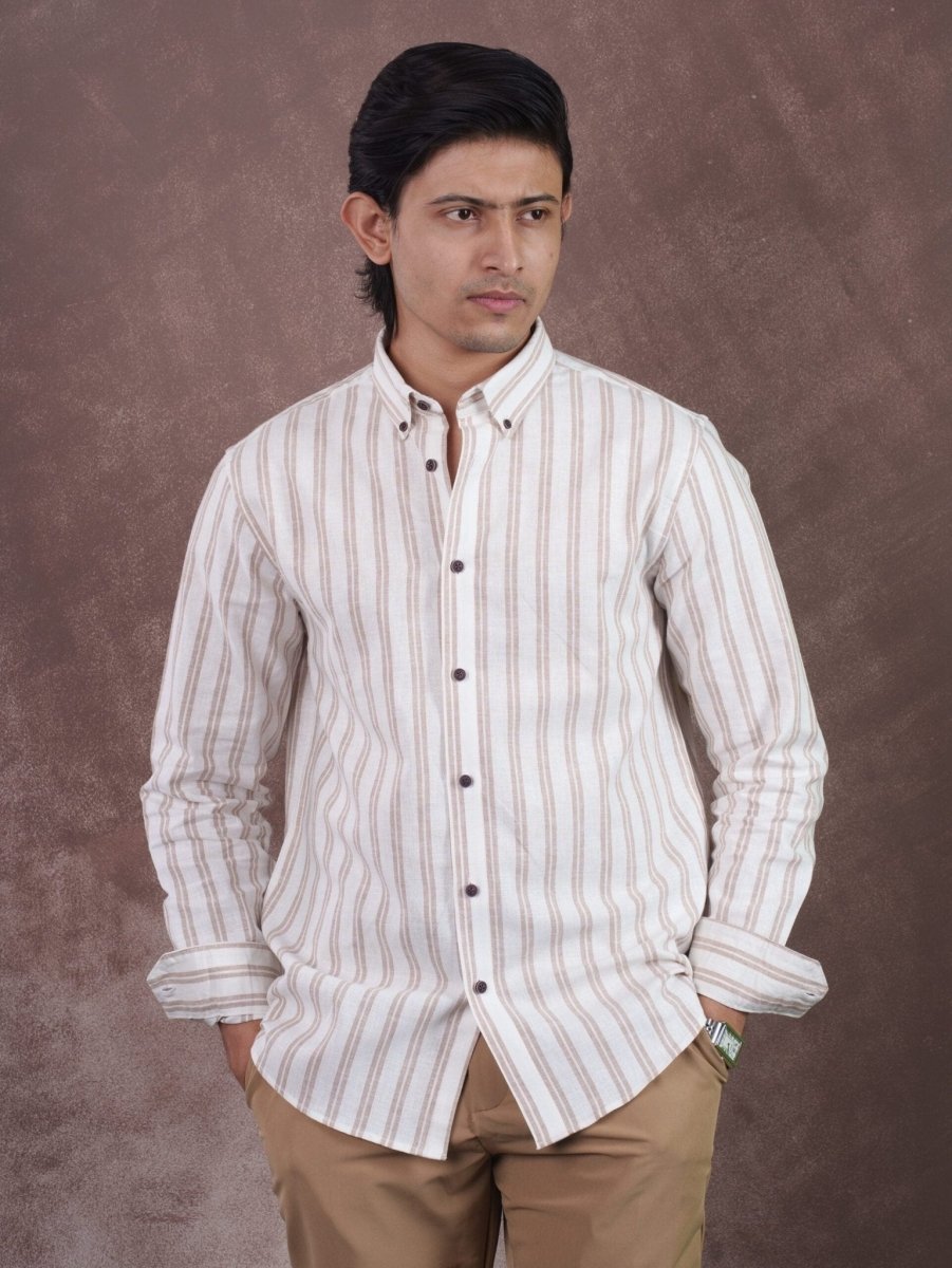 ASCEND Sandrift Mocha Stripe Shirt - BazeLine