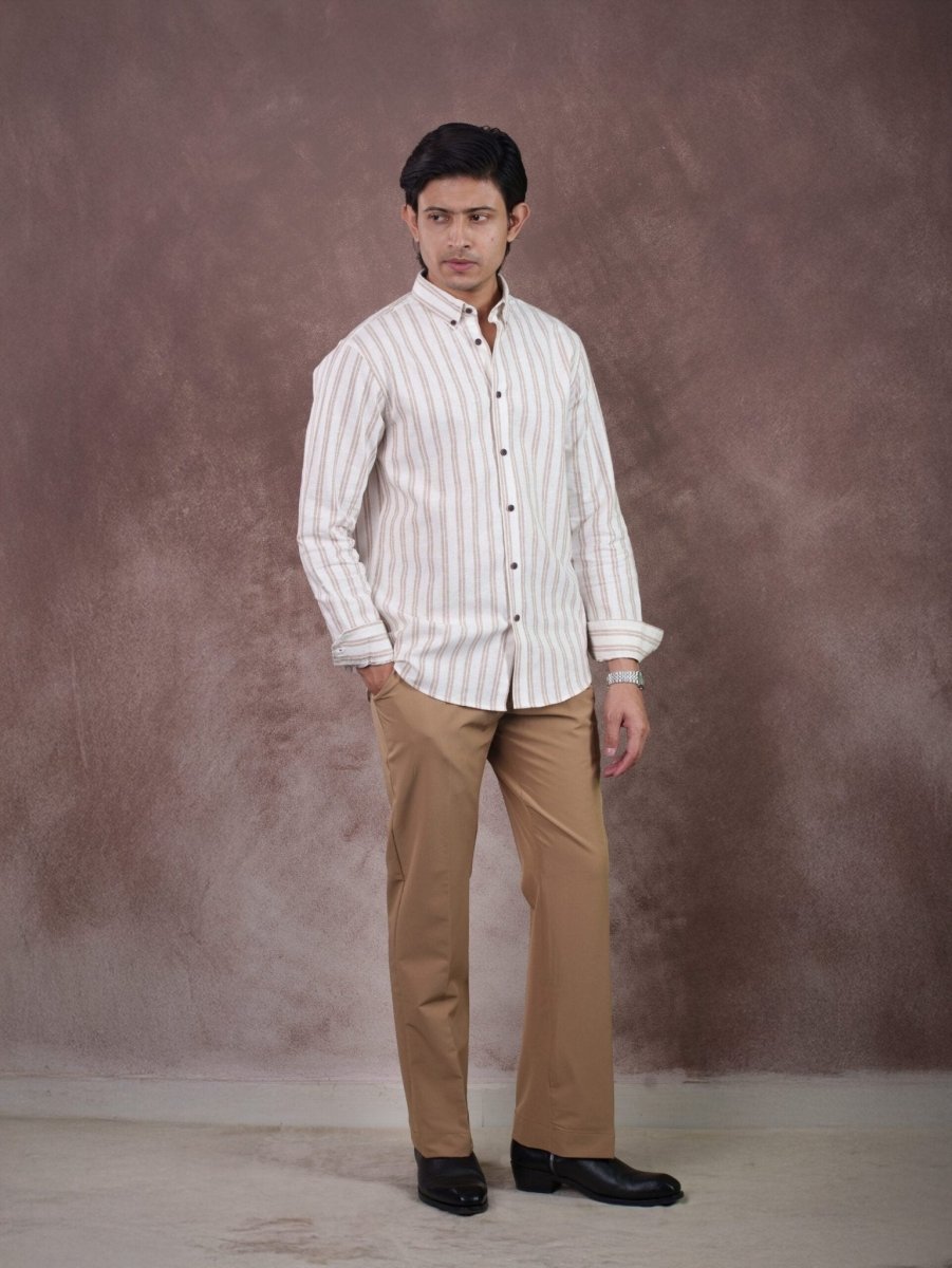 ASCEND Sandrift Mocha Stripe Shirt - BazeLine