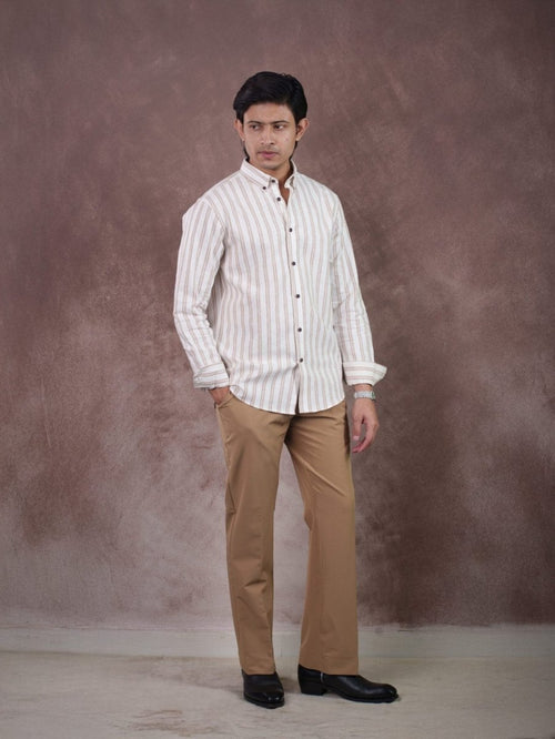 ASCEND Sandrift Mocha Stripe Shirt - BazeLine