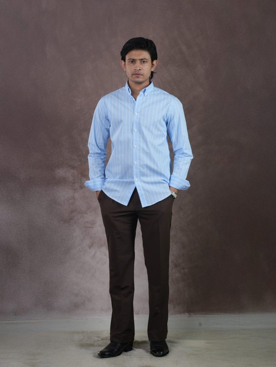 ASCEND Sky Blue Pinstripe Shirt - BazeLine