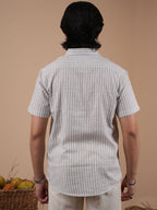 Ash Grey Stripe Half Sleeve Shirt - BazeLine
