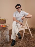 Ash Grey Stripe Half Sleeve Shirt - BazeLine