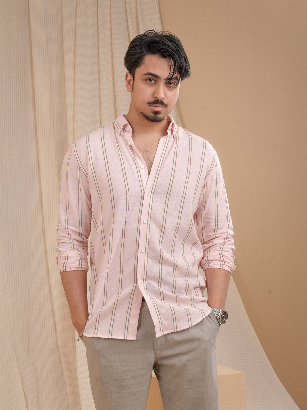 AURAA Blush Stripe Shirt - BazeLine