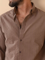 AURAA Coffee Brown Seersucker Shirt - BazeLine