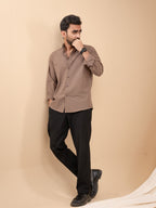 AURAA Coffee Brown Seersucker Shirt - BazeLine
