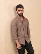 AURAA Coffee Brown Seersucker Shirt [Restocked] - BazeLine