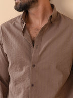 AURAA Coffee Brown Seersucker Shirt [Restocked] - BazeLine