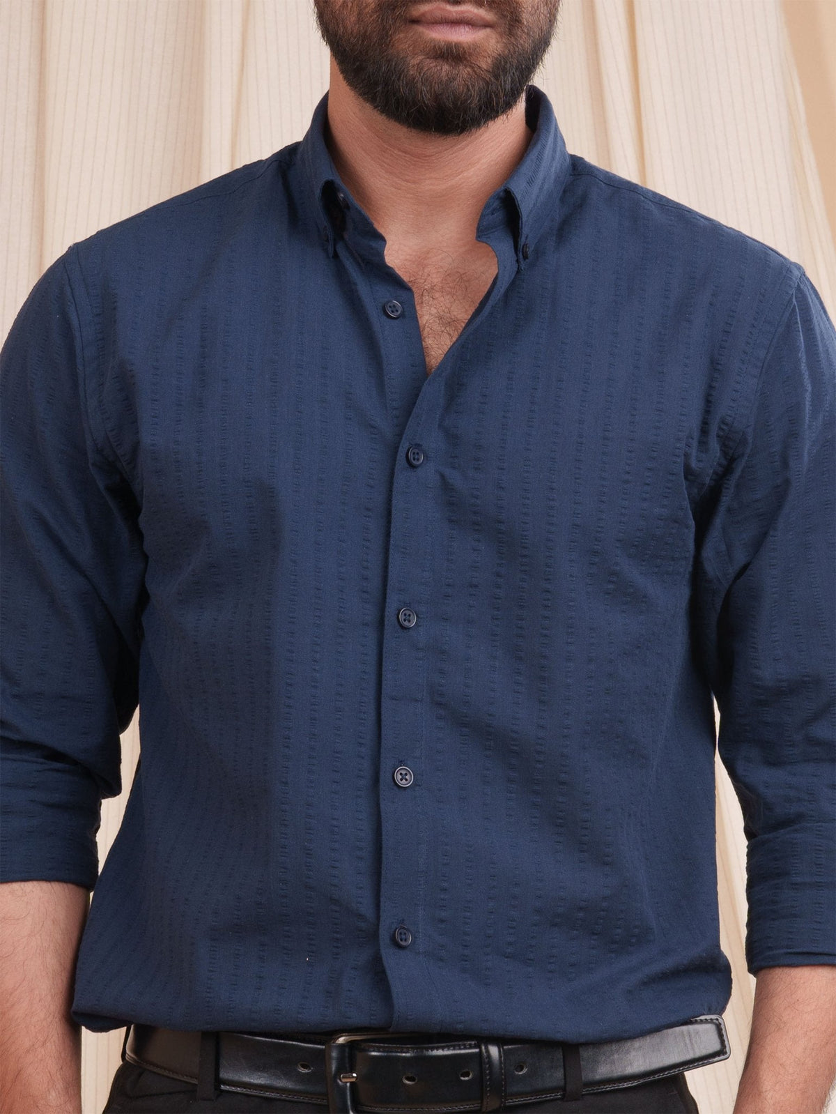 AURAA Deep Navy Seersucker Shirt [Restocked] - BazeLine