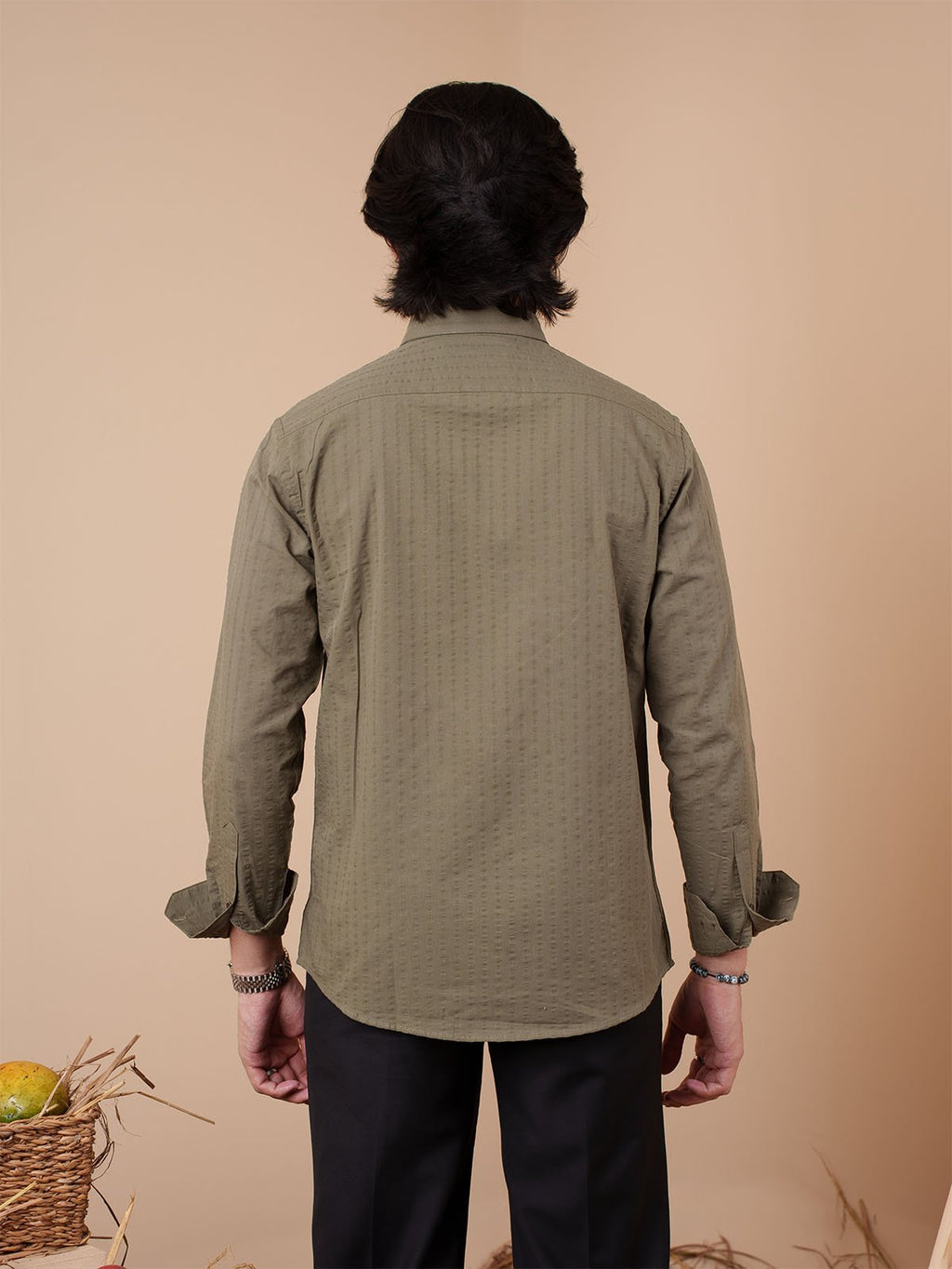 AURAA Olive Seersucker Shirt [Restocked] - BazeLine