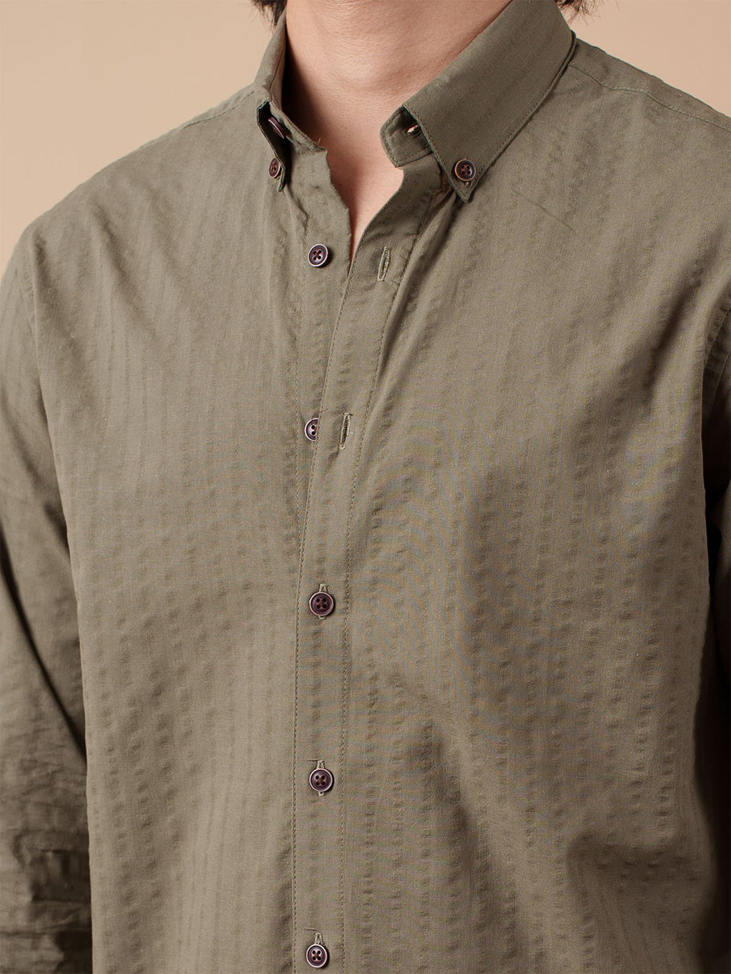 AURAA Olive Seersucker Shirt [Restocked] - BazeLine