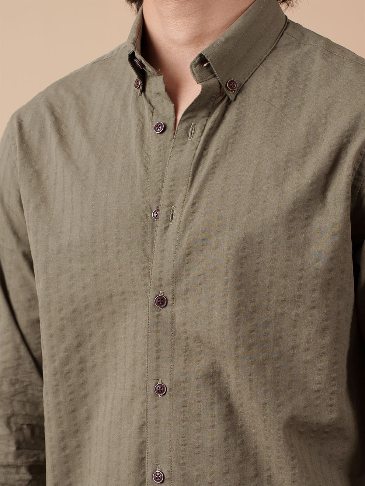 AURAA Olive Seersucker Shirt [Restocked] - BazeLine