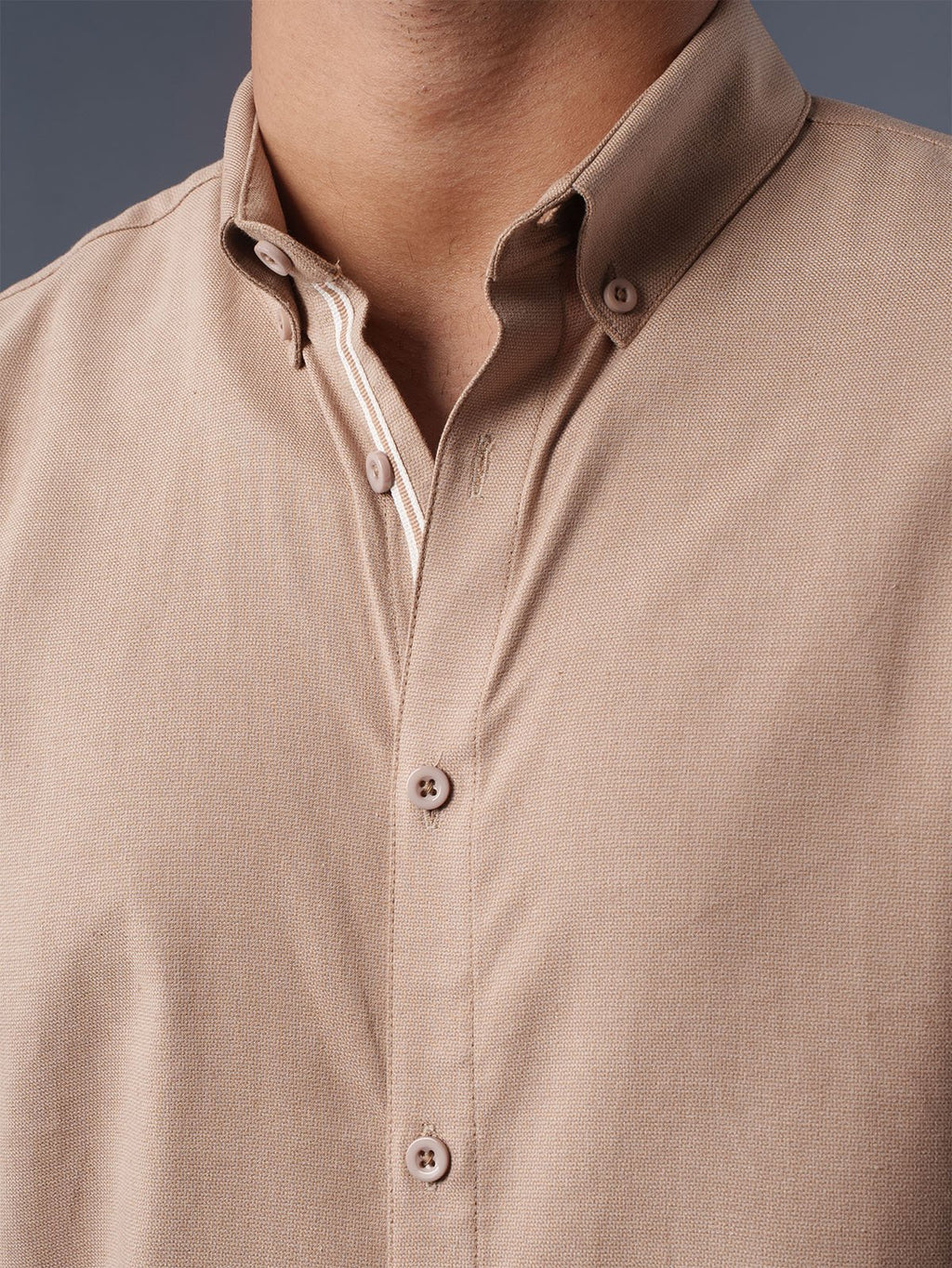 AUTUMN Beige Structured Shirt - BazeLine