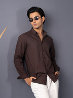 AUTUMN Chocolate Brown Solid Shirt - BazeLine