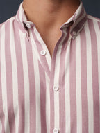 AUTUMN Dusty Pink & Off-White Striped Shirt - BazeLine