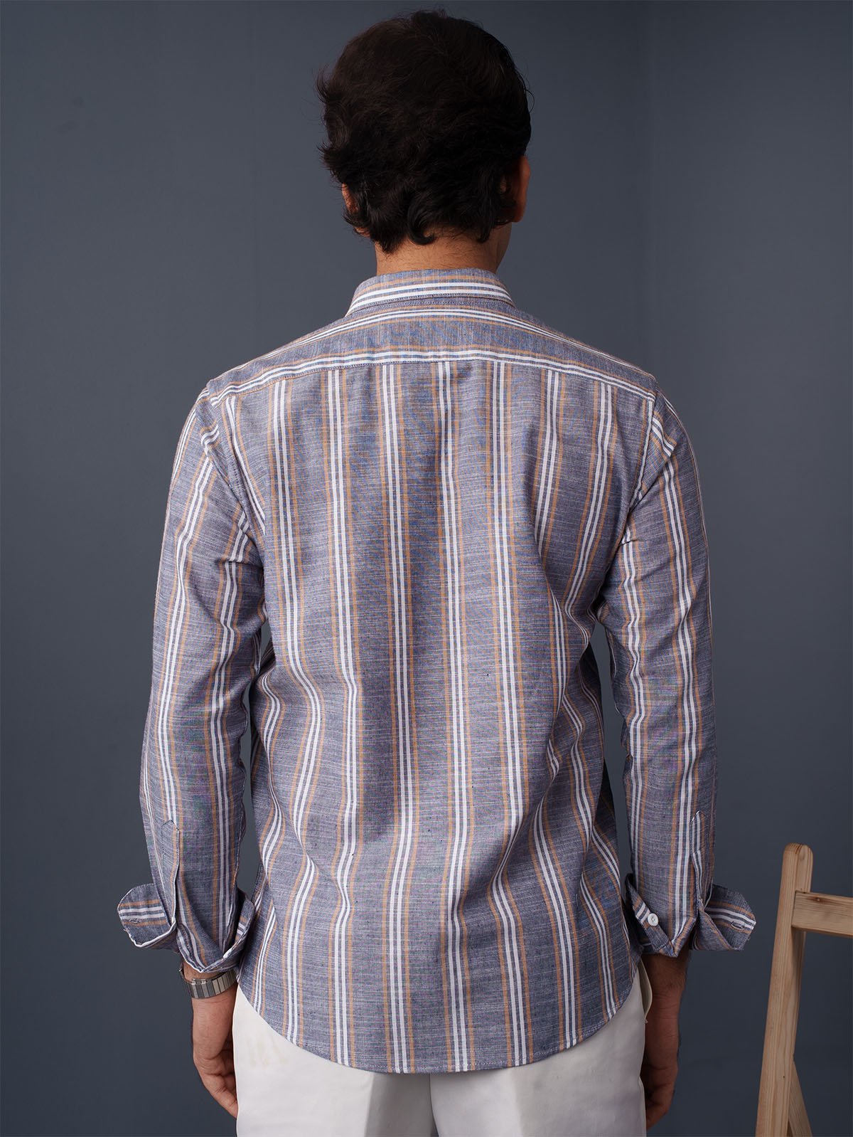 AUTUMN Grey & Ochre Striped Shirt - BazeLine