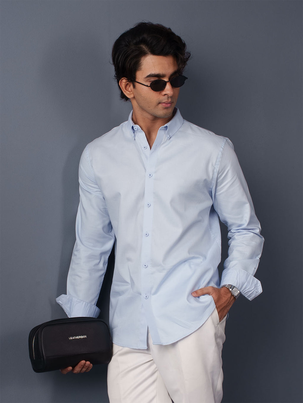 AUTUMN Light Blue Solid Shirt - BazeLine