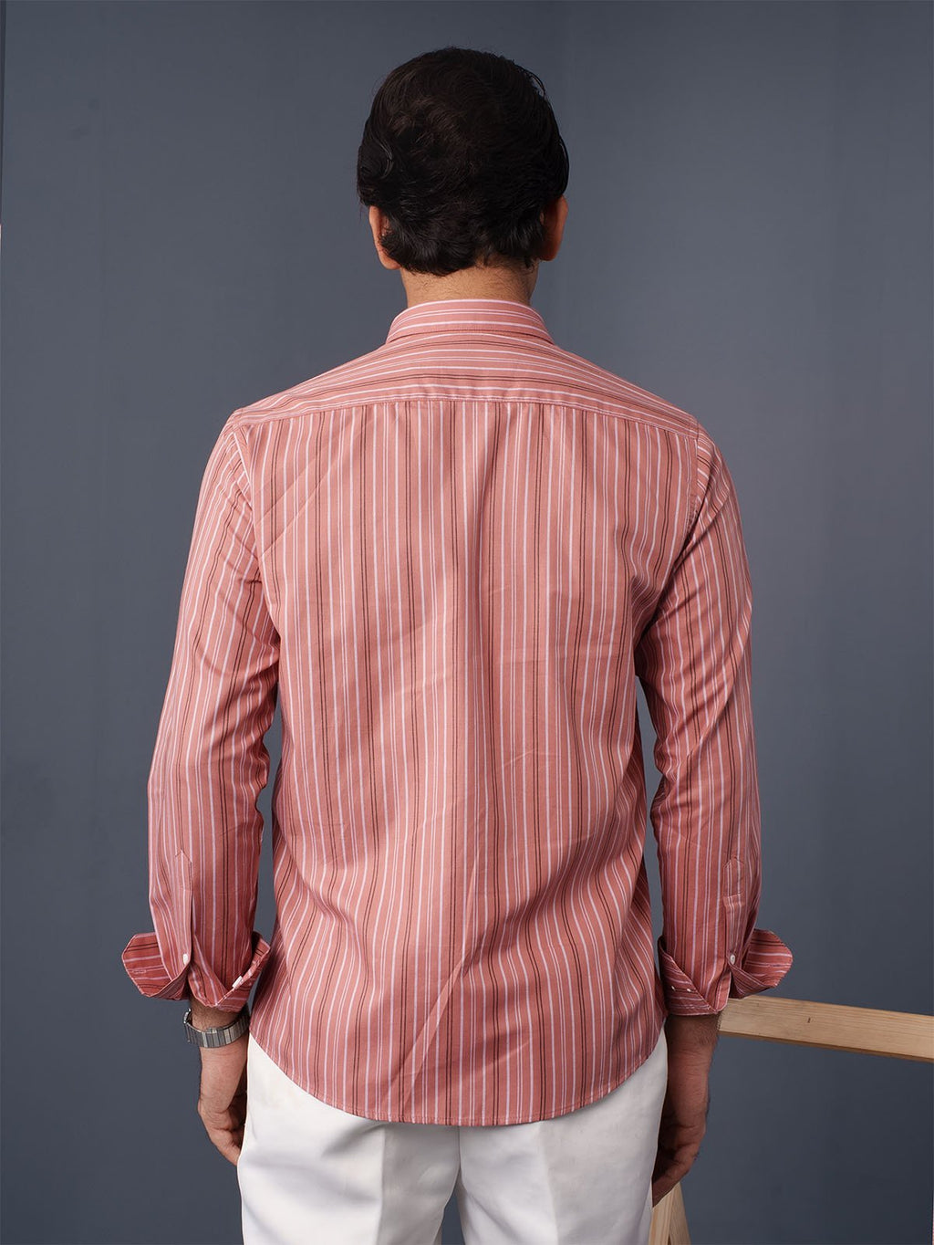 AUTUMN Terracotta & White Striped Shirt - BazeLine