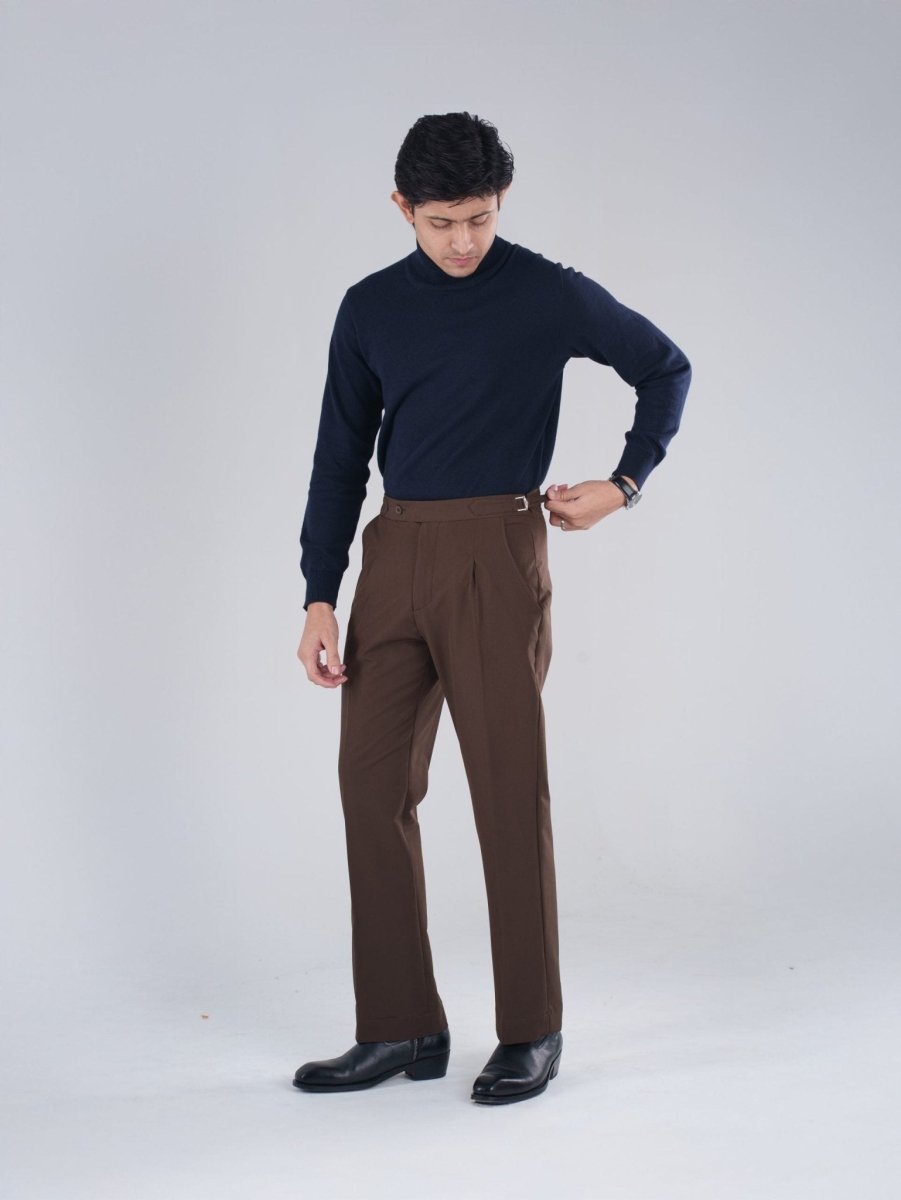 Coffee Brown Gurkha Bootcut Pant - BazeLine