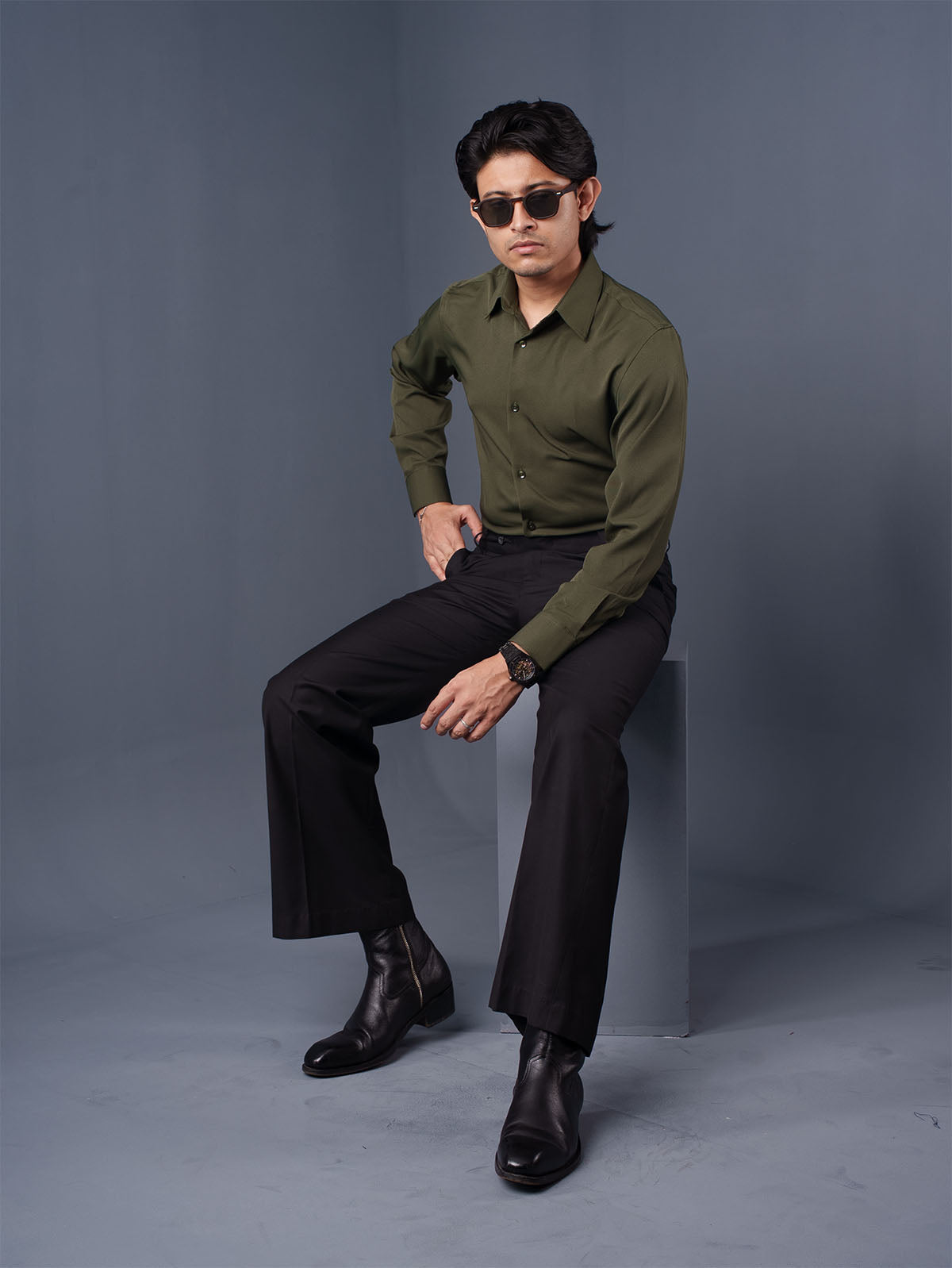 CORE Bottle Green Business Formal Shirt - BazeLine