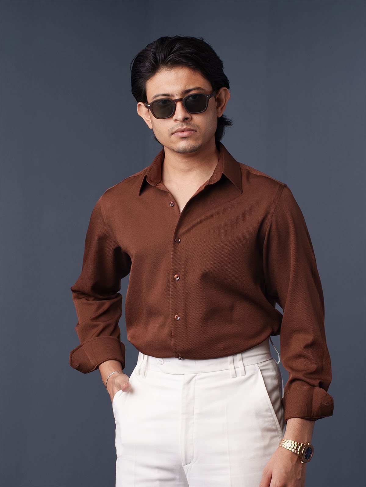 CORE Chocolate Brown Business Formal Shirt - BazeLine