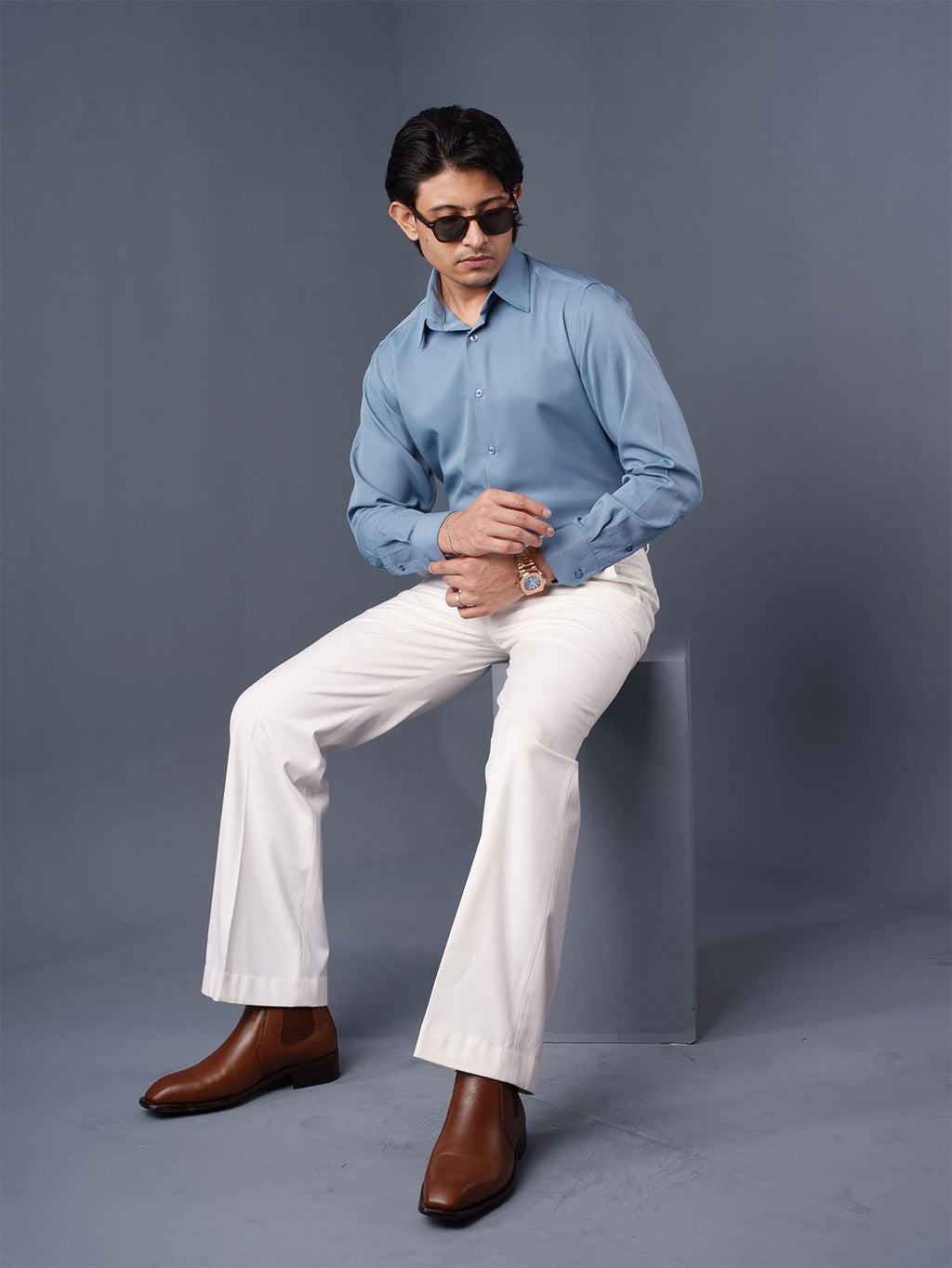 CORE Steel Blue Business Formal Shirt - BazeLine