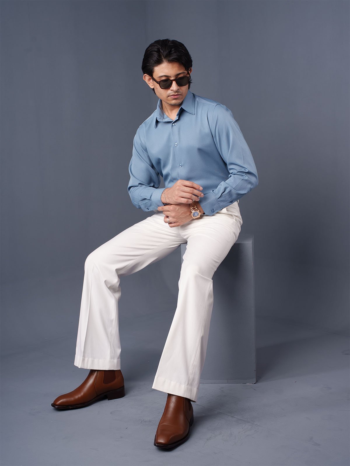 CORE Steel Blue Business Formal Shirt - BazeLine