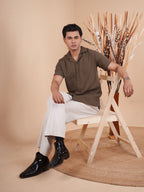 CROCHET Earth Brown Cuban Shirt - BazeLine