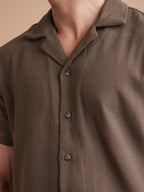CROCHET Earth Brown Cuban Shirt - BazeLine