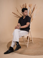 CROCHET Midnight Black Cuban Shirt - BazeLine