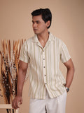 CROCHET Sage Stripe Cuban Shirt - BazeLine