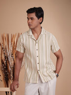 CROCHET Sage Stripe Cuban Shirt - BazeLine