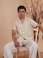 CROCHET Sage Stripe Cuban Shirt - BazeLine