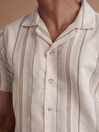 CROCHET Sandstone Stripe Cuban Shirt - BazeLine
