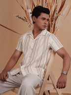 CROCHET Sandstone Stripe Cuban Shirt - BazeLine