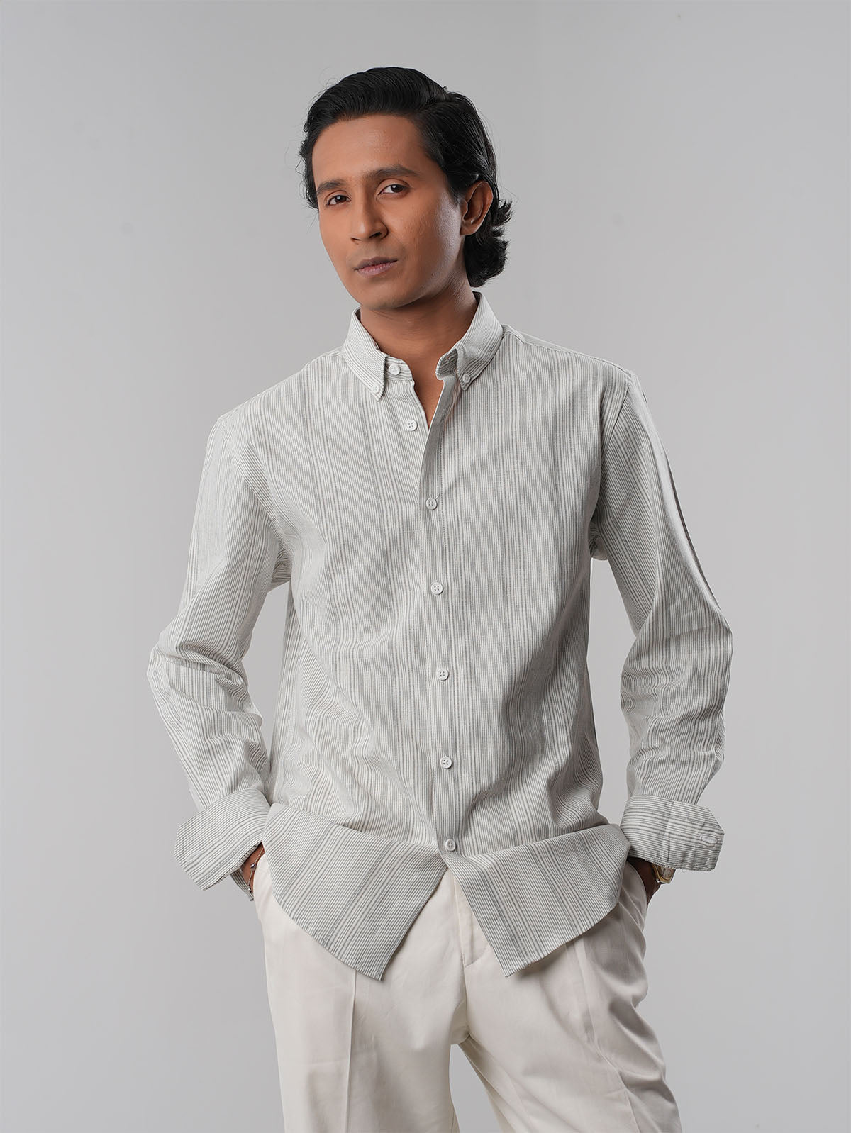 DRIFT Ashline Textured Stripe Shirt - BazeLine