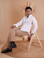 DRIZZLE Classic White Textured Shirt - BazeLine