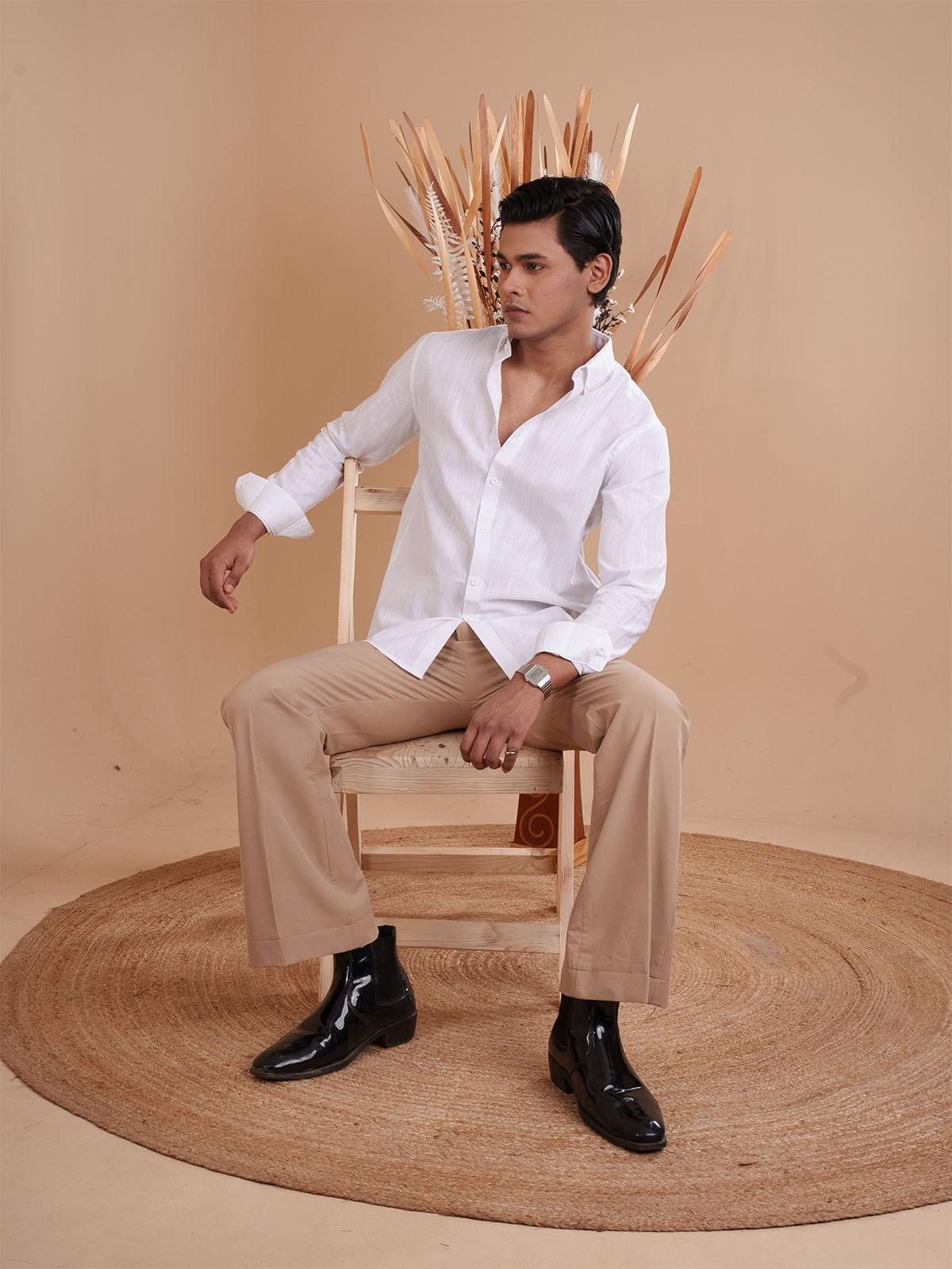 DRIZZLE Classic White Textured Shirt - BazeLine