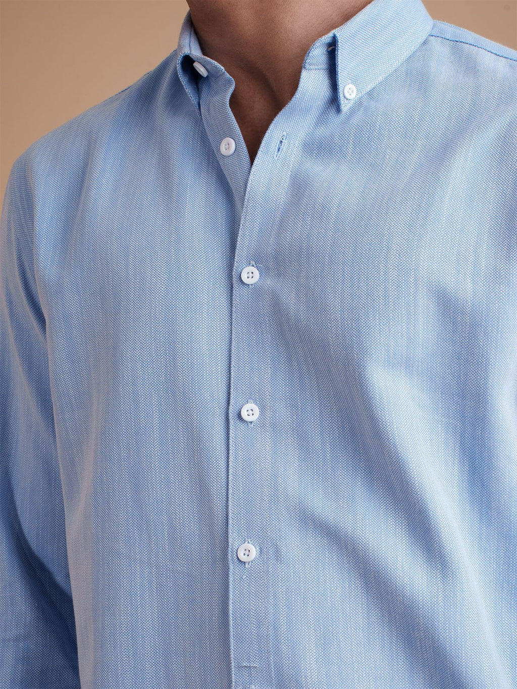 DRIZZLE Sky Blue Herringbone Shirt - BazeLine