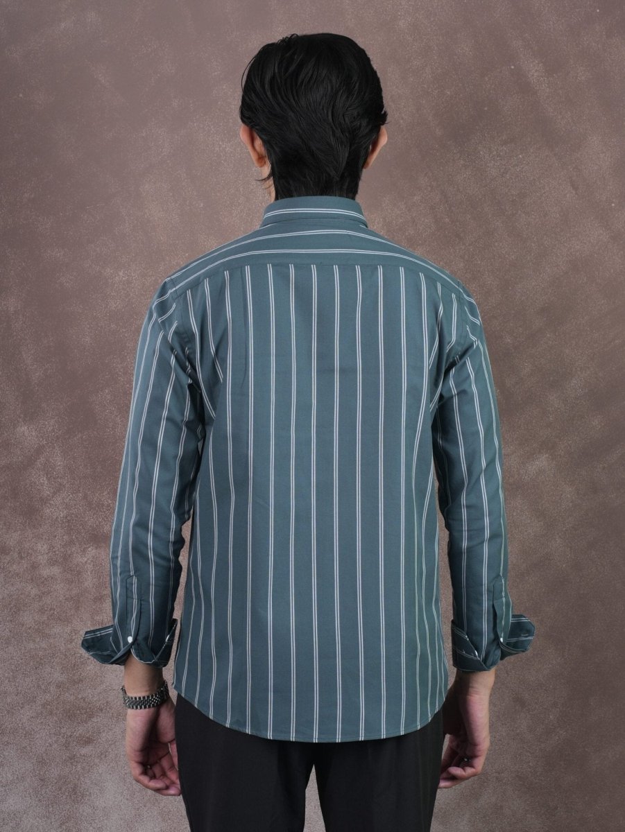 EUPHORIA Forest Teal Stripe Shirt - BazeLine