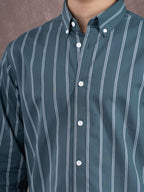 EUPHORIA Forest Teal Stripe Shirt - BazeLine