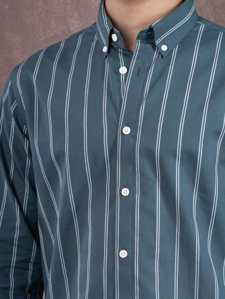 EUPHORIA Forest Teal Stripe Shirt - BazeLine