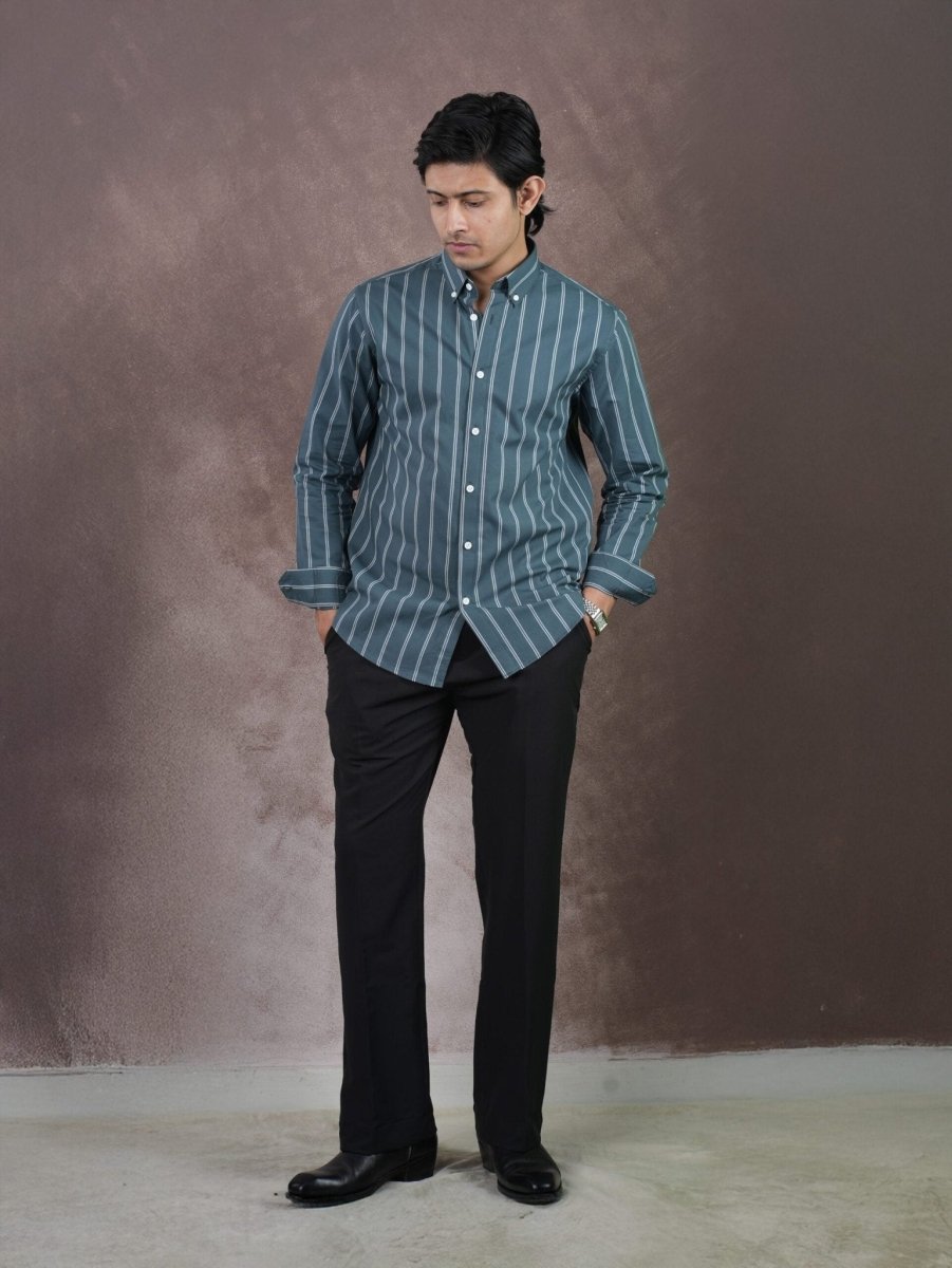 EUPHORIA Forest Teal Stripe Shirt - BazeLine