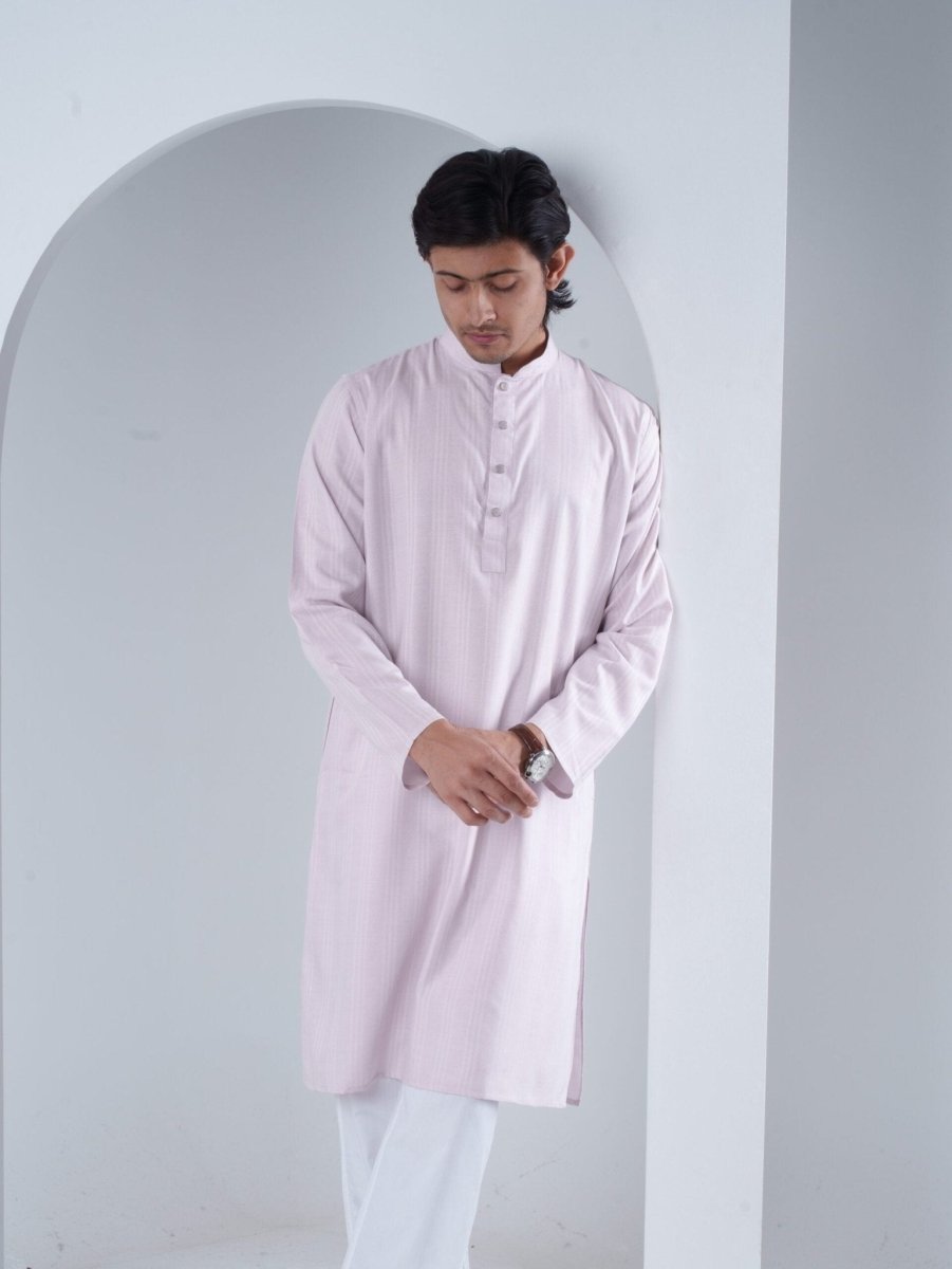 FESTIVE Blush Pink Striped Panjabi - BazeLine