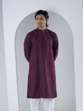 FESTIVE Burgundy Jacquard Panjabi - BazeLine
