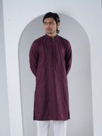 FESTIVE Burgundy Jacquard Panjabi - BazeLine