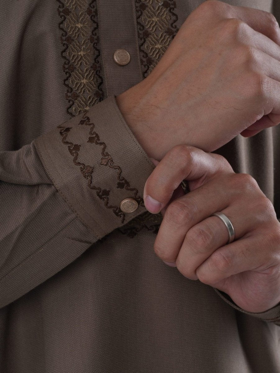 FESTIVE Coffee Brown Embroidered Panjabi - BazeLine